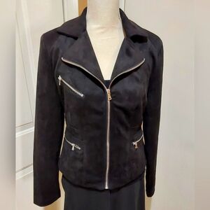 🌺 NWT Black Ookie & Lala Faux Suede Moto Jacket